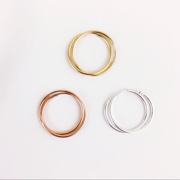 Sterling Silver Minimalist Endless Hoop Earrings - Picture 5 of 7